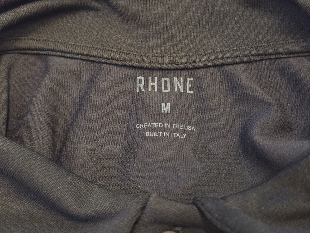 Rhone Polo Shirt Mens Medium Black Performance Stretch Short Sleeve Golf - Picture 3 of 8